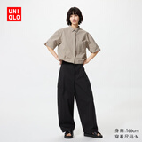 优衣库廓形工装裤女装/弯刀镰刀裤子487393 09 黑色 S