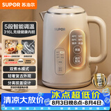 苏泊尔（SUPOR）1.5L侧显温度烧水壶316L不锈钢 多段调温保温 恒温水壶  母婴调奶器 电热水壶 SW-15T75A