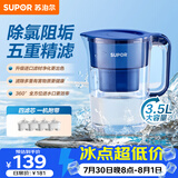 苏泊尔（SUPOR）家用净水壶 便携式滤水壶3.5L蔚蓝1壶4芯过滤净水器净水壶自来水活性炭过滤器滤水器UF03