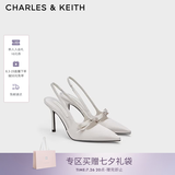 CHARLES&KEITH缎面蝴蝶结尖头高跟凉鞋女生日七夕礼物送女友CK1-60361556 Light Grey浅灰色 37