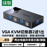 绿联 KVM切换器 VGA视频切屏器 二进一出台式机笔记本电脑显示器监控鼠标键盘USB打印机共享器 30357