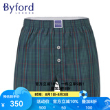 百富（BYFORD）港产进口男士精梳棉阿罗裤格纹中腰平角短裤梭织裤衩商场款MW962 MW962绿色带纽扣，一片包臀 1条 M