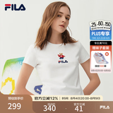 斐乐（FILA） 女装官方女士短袖T恤夏季休闲运动内搭t恤百搭短T上衣 标准白-F51W328152FWT XL （175/92A/XL）