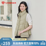 坦博尔羽绒服马甲女立领宽松外搭短款羽绒背心外套TD236006 奶茶棕 165