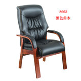 凯腾电脑椅办公椅会议椅子真皮实木四脚老板椅麻将椅棋牌椅书房靠背椅 8662黑色-曲木