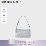CHARLES&KEITH褶皱手提斜挎小方包腋下包女士生日七夕礼物CK2-80160183 CK2-80160183Grey灰色 S