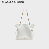 CHARLES&KEITH大容量柔软抽绳链条福袋包托特包包女包生日礼物CK2-20782654 Cream奶白色 L