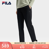 斐乐（FILA）官方秋冬新款男子加绒保暖长裤针织直筒运动裤子百搭通勤休闲长裤 【WHITE系列新款】黑色-BK XL 180/88A