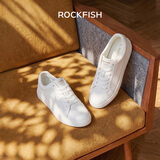 Rockfish小白鞋女平底板鞋2026新款秋季休闲皮面软底百搭女鞋 白色(无内里) 38