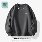JEANSWEST LIFE真维斯圆领卫衣男春秋季男士重磅挺括无帽外套青少年户外宽松上衣