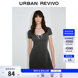 UR2026夏季新款女装休闲撞色边系带短袖连衣裙UYY750130 深灰 M
