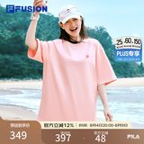 斐乐 FUSION斐乐潮牌女装情侣款针织短袖衫春夏新款凉感防晒宽松T恤 青春粉-PK XS （160/84A/XS）