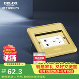 德力西（DELIXI）开关插座金色五孔10A掀盖铜地插防水地板插座带暗盒DCT-F120G-ZS