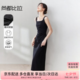 尚都比拉法式高级感连衣裙女秋季赫本风长款气质A字裙抽褶收腰显瘦背带裙