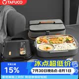 泰福高（TAFUCO）饭盒304不锈钢五格餐盘防烫学生便当盒配餐具保温袋2L T5216N棕色
