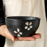 悠瓷（youcci）格调系列 5英寸日式餐具吃饭碗 家用小汤 碗创意点心碗 陶瓷饭碗 单只装 5寸圆碗-樱花烙