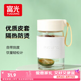 富光玻璃杯高硼硅玻璃水杯子女生便携牛奶咖啡刻度高颜值茶杯330ml