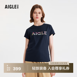 AIGLE艾高轻奢短袖T恤春夏户外休闲运动舒适圆领套头女士上衣 深海军蓝 BC511 36(160/84A)