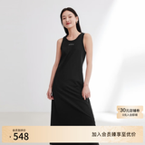 EP雅莹背心连衣裙 黑色纯棉无袖内搭无袖裙子 商场同款4109A 黑色-烫图 L