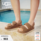 UGG夏季女士时尚舒适炫金厚底增高露趾魔术贴休闲金星凉鞋1141493 CHE | 栗色 39 39码及以下建议拍大一码