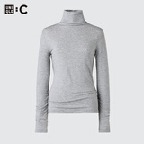 优衣库HEATTECH EXTRA WARM混纺高领T恤/长袖女装9%羊绒478954 478954/03灰色 S