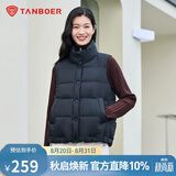 坦博尔羽绒服马甲女立领宽松外搭短款羽绒背心外套TD236006 黑色 175