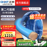 正泰（CHNT）阻燃电线BV2.5/4/6平方单股铜芯电线 电缆线国标电源线家用铜芯线 阻燃｜蓝色零线BV10  100米
