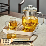 忆壶茶（YIHUTEA） 茶壶玻璃泡茶壶玻璃茶具 茶水分离煮茶壶玻璃水壶保温加热煮茶器 【贈茶盘】1壶+2杯