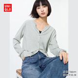 优衣库棉莫代尔混纺圆领针织开衫女装/毛衣毛衫外套26新款482977 03 灰色 XL