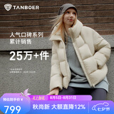 坦博尔泡芙连帽羽绒服女短款韩版面包服小个子秋冬外套TBF530360D 知春米 L (170)（建议体重130斤-145斤）
