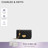 CHARLES&KEITH经典菱格链条小方单肩斜挎包包女包七夕礼物送女友CK2-70160131 Black黑色 小包