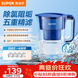 苏泊尔（SUPOR）家用净水壶 便携式滤水壶3.5L蔚蓝1壶4芯过滤净水器净水壶自来水活性炭过滤器滤水器UF03