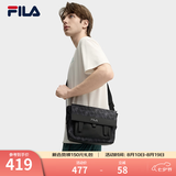 FILA【黑武士】斐乐官方男包斜挎包老花轻便防泼水挎包复古老花单肩包 正黑色-BK XS