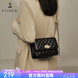 金狐狸（FOXER）牛皮女士包包女包大容量斜挎包女单肩包链条包七夕女友情人节礼物