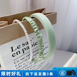 缪色（MiU Se）发箍女夏季仙气头箍网红2025年韩版珍珠发卡洗脸压发碎发头饰发捆 绿色系3件套GSF-A16-304-5