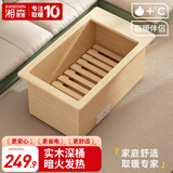 湘森 实木烤火炉取暖器家用电火桶暖脚神器节能深桶冬季办公室电暖器电烤脚烤火箱加深桌下烤火器SN 75*45*40CM实木深桶【过热保护+低耗省电】