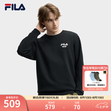 斐乐（FILA）官方男子套头运动卫衣秋季时尚休闲简约圆领套头衫长袖上衣男装 正黑色-BK 2XL