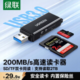 绿联USB3.0高速读卡器 多功能SD/TF二合一 支持电脑单反相机行车记录仪安防监控存储内存卡多卡多读