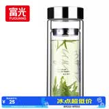 富光双层玻璃杯 高硼硅玻璃泡茶杯子 茶水分离杯 带茶隔商务水杯男士