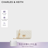 CHARLES&KEITH经典菱格链条小方单肩斜挎包包女包七夕礼物送女友CK2-70160131 Cream奶白色 小包