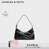 CHARLES&KEITH柔软拉链式褶皱单肩包腋下包包女包生日礼物送女友CK2-40782472