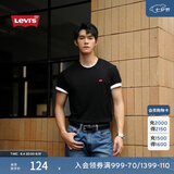 Levi's李维斯情侣同款美式复古简约休闲时尚宽松LOGO印花短袖T恤 黑色 S