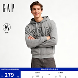盖璞（GAP）男女装春款LOGO仿羊羔绒宽松连帽衫卫衣美版789781 灰色 L 美码  XL亚洲码185/104A