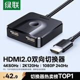 绿联HDMI2.0双向切换器扩展器一拖二4K60Hz高清二进一出1转2 笔记本电脑接显示器分屏电视投屏70607
