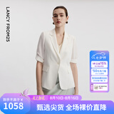 朗姿【Basic衣橱】朗姿25气质西装春季时尚高智风修身职业西服外套女 白色 M