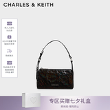 CHARLES&KEITH褶皱手提斜挎小方包腋下包女士生日七夕礼物CK2-80160183 CK2-80160183Prism Noir黑色（新色） S