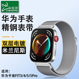 臣颂（CHENSONG）适用华为智能手表watch fit5Pro/5/fit4/4Pro表带金属磁吸表带 一体米兰尼斯运动腕带 银