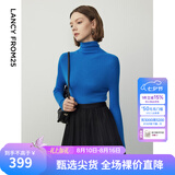 朗姿【C位针织 Basic衣橱】纯羊毛毛针织衫冬季新款修身长袖毛衣 舰队蓝色 S