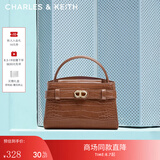CHARLES&KEITH鳄鱼纹凯莉包手提斜挎婚包包女包七夕礼物送女友CK2-50270880-1 Chocolate Croco巧克力鳄鱼纹色（新色） S