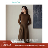 茵曼（INMAN）2025秋冬女装新款灯芯绒连衣裙新品长袖休闲针织礼服中长裙子 咖啡色 S